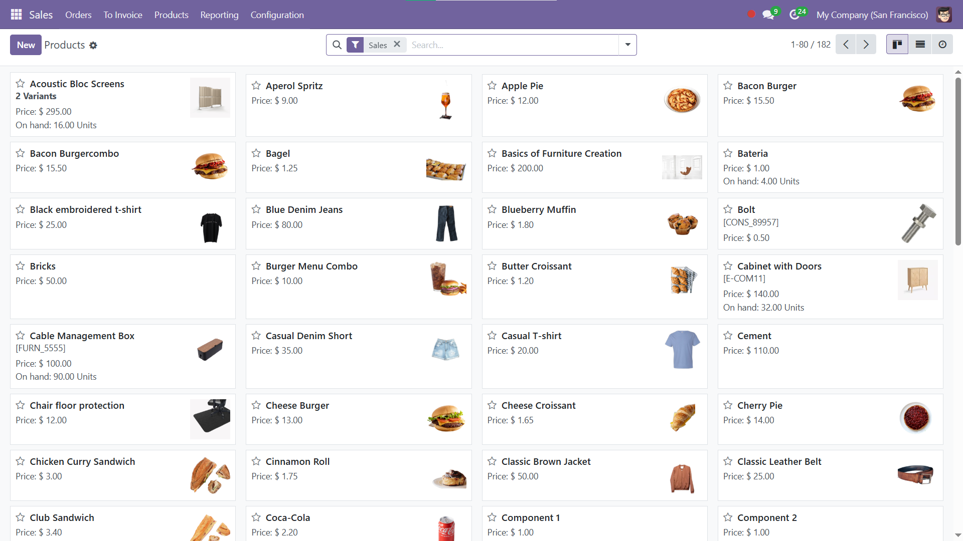Sales module screen with quote to order workflow